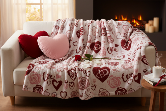 coperte in pile stampate con tema san valentino