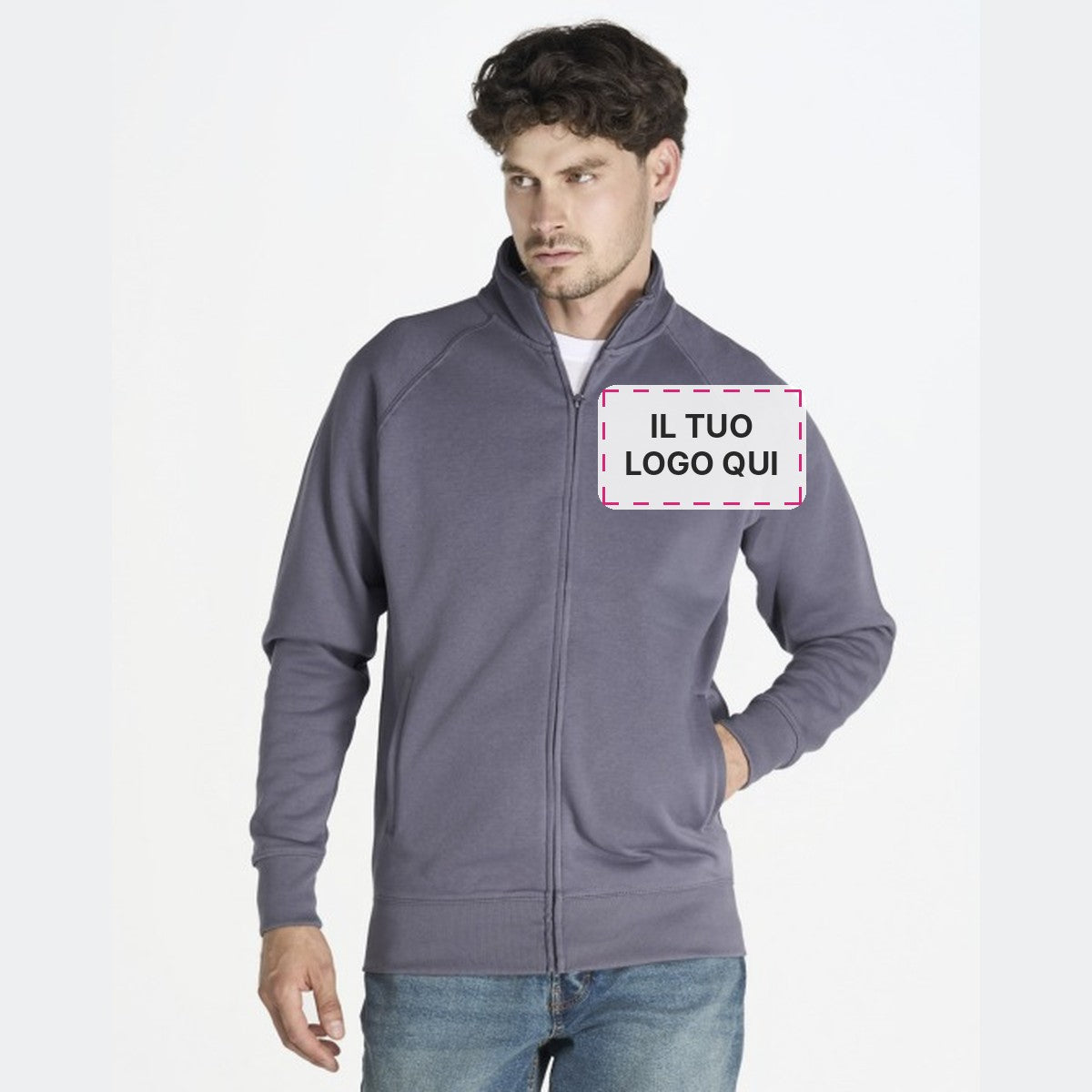 Felpa con zip personalizzata con il tuo logo