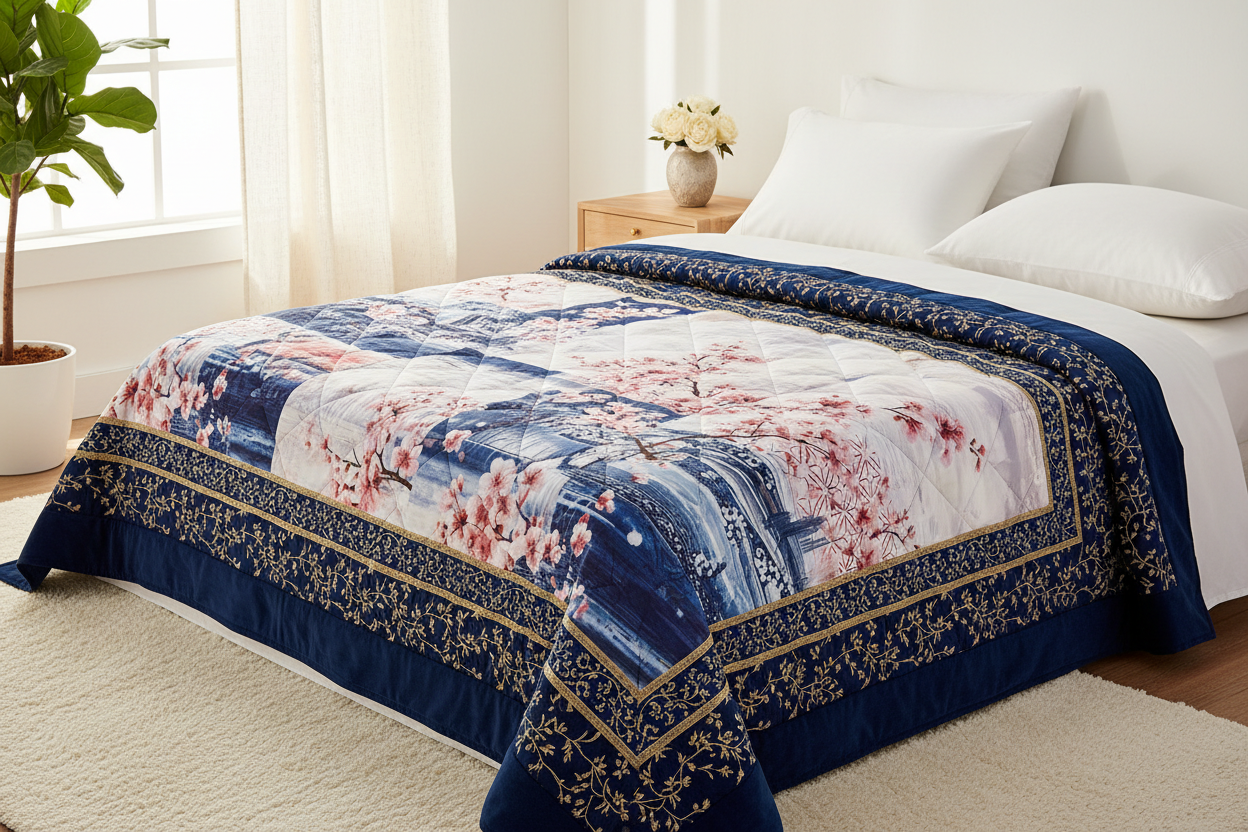 trapunta con stampa personalizzata con bordo 